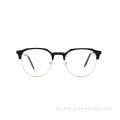 Logotipo de impresión personalizado Acetate Metal Classic Cowerbrow Eye Gases Malty Rim Optical Frames